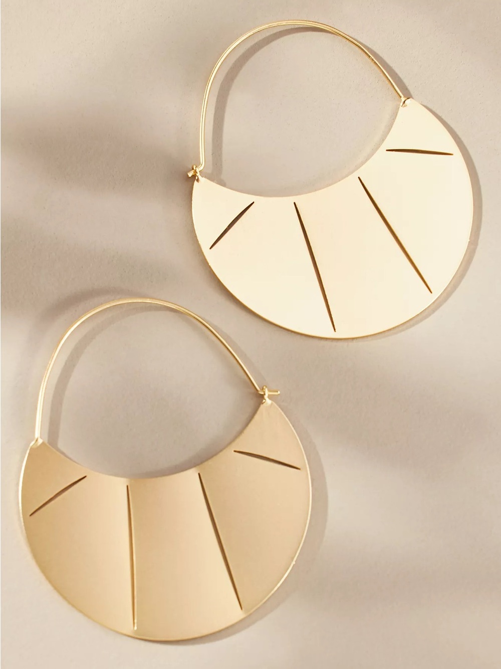 New Anthropologie Paneled Crescent Hoop Earrings Gold